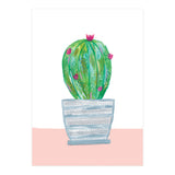 Painted Cactus In Blue Stripe Plant Pot (Print Only) thumbnail