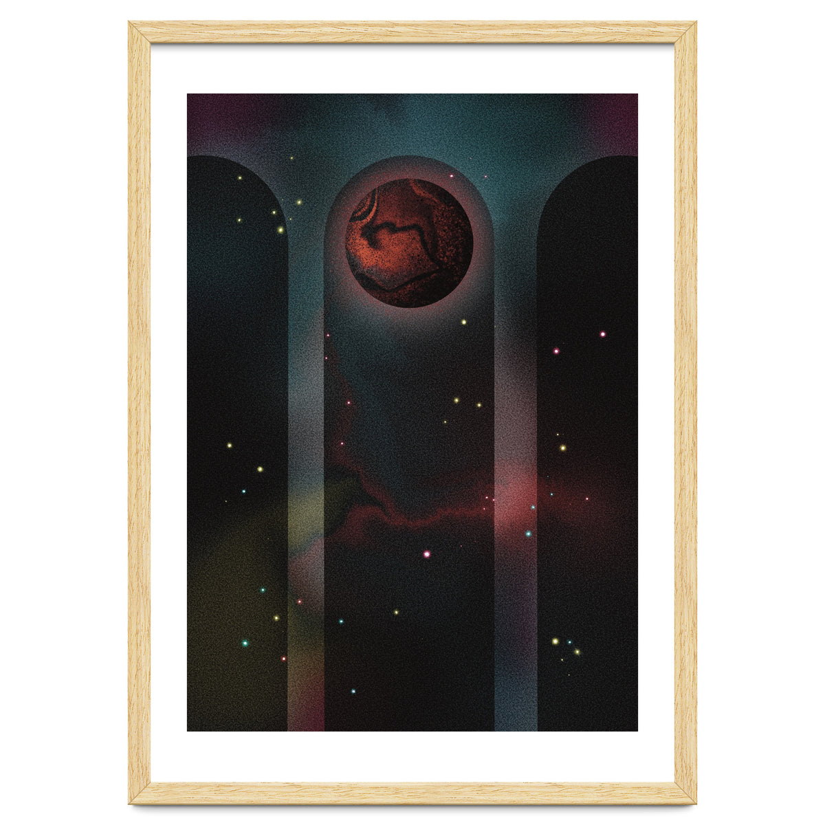 Space Temple with red planet