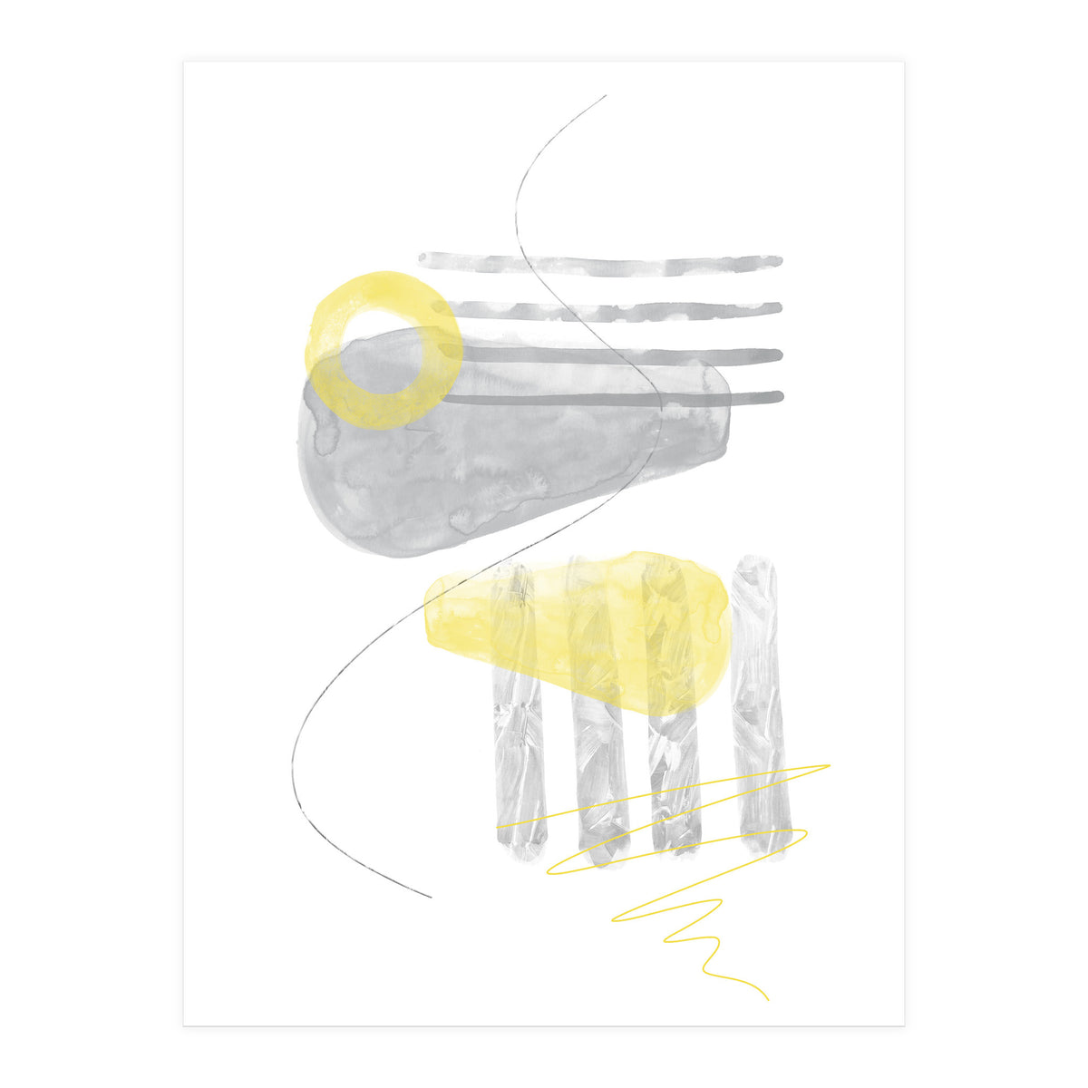 Watercolor Shapes No. 3 | Illuminating Yellow & Ultimate Grey (Print Only)