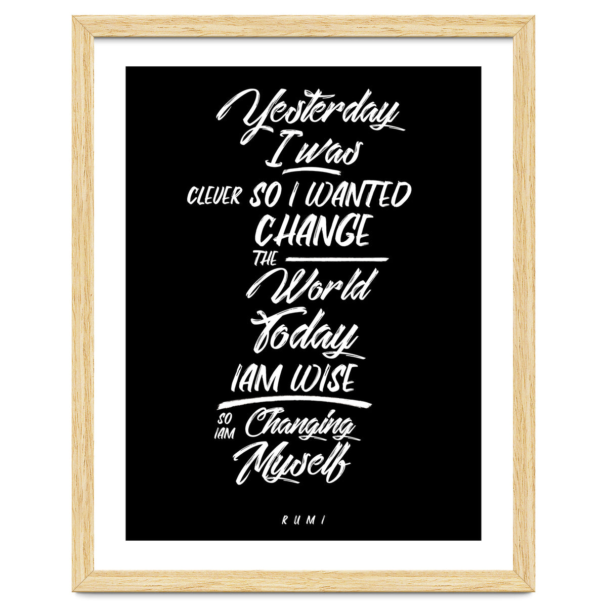 Changing Myself - Rumi Quote Typography