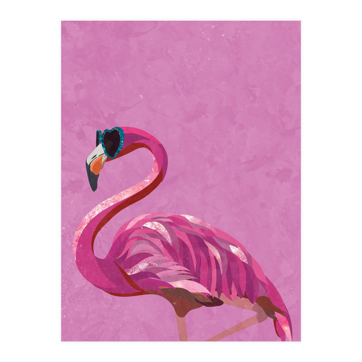 Pink Flamingo Wearing Glasses (Print Only)