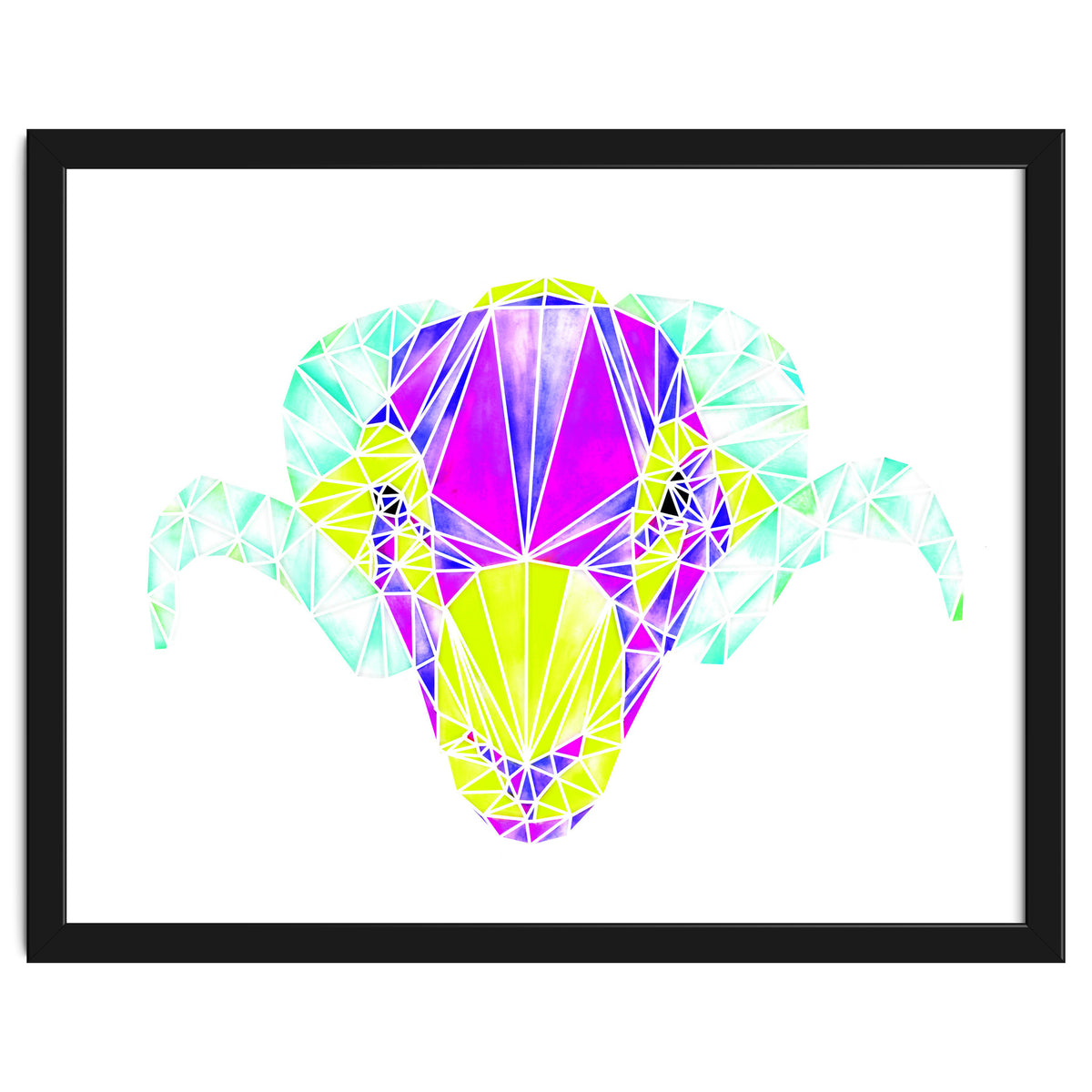 Colourful Geometric Swaledale Sheep Tup with White Lines