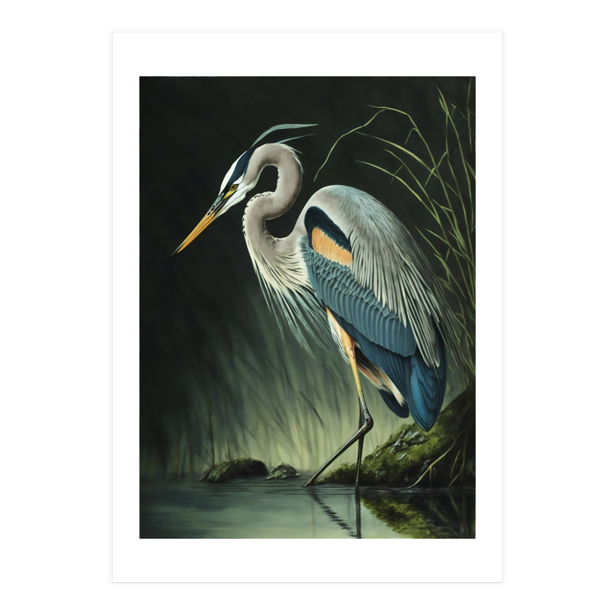 Heron Oil Painting (Print Only)