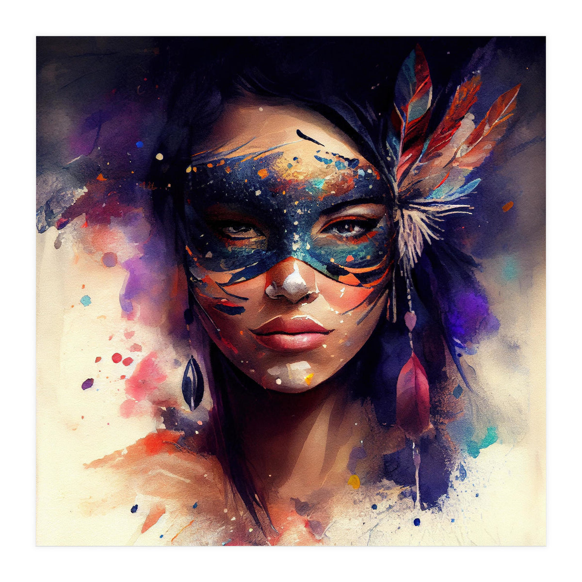 Watercolor Carnival Woman #1 (Print Only)