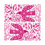 Doves And Flowers Magenta Pink (Print Only) thumbnail