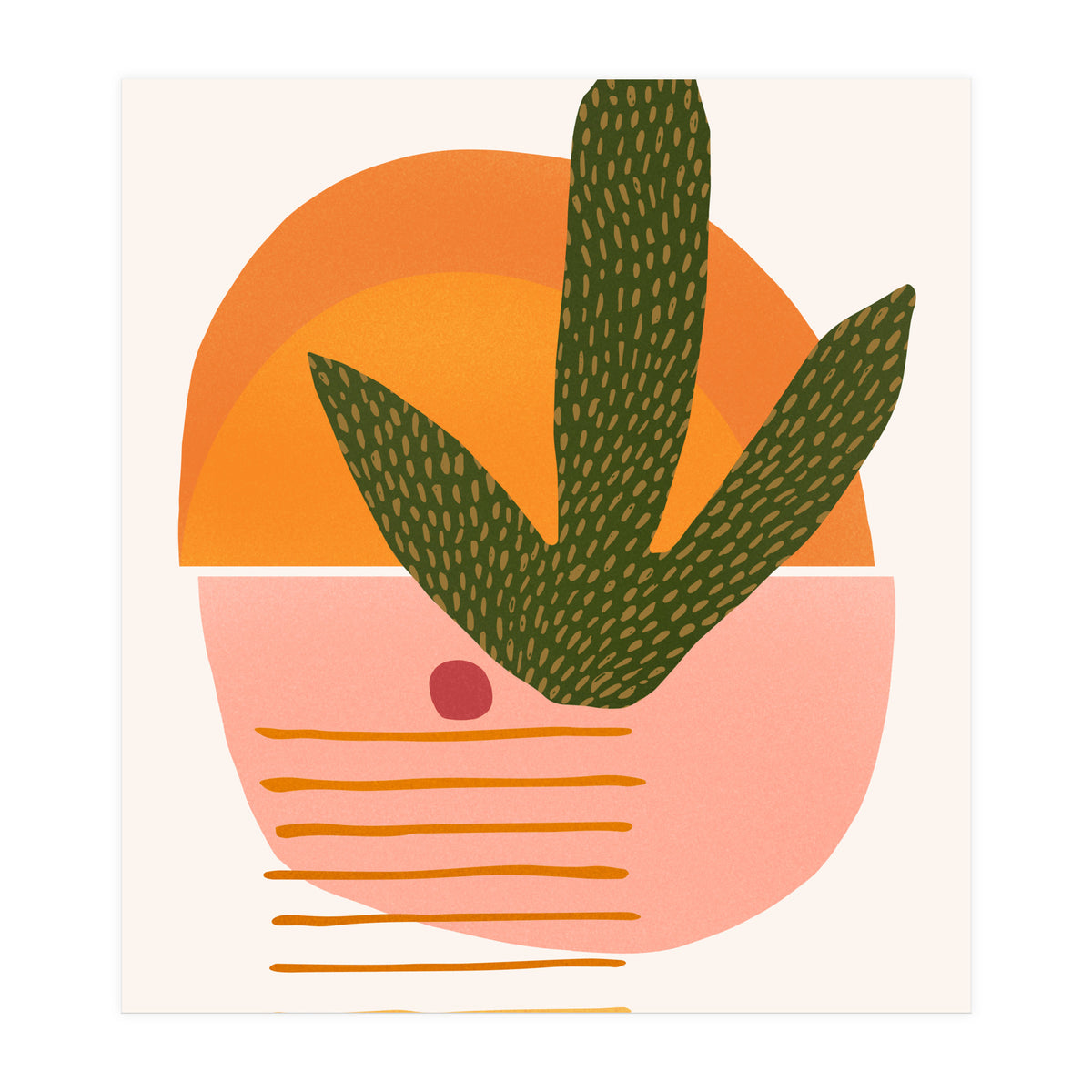 Desert Sunset With Cactus And Cherry (Print Only)