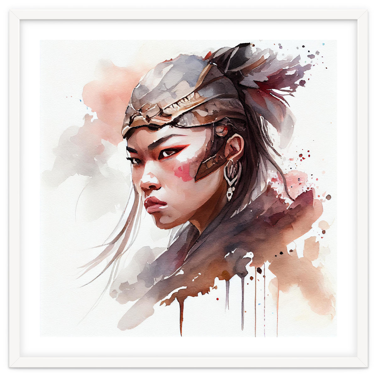 Watercolor Asian Warrior Woman #1