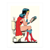 Wonder Woman on the Toilet, funny Bathroom Humour (Print Only)
