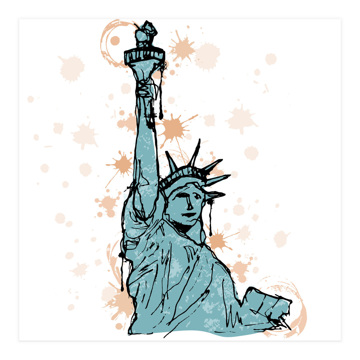 Close view of the Statue of Liberty Sketch (Print Only)