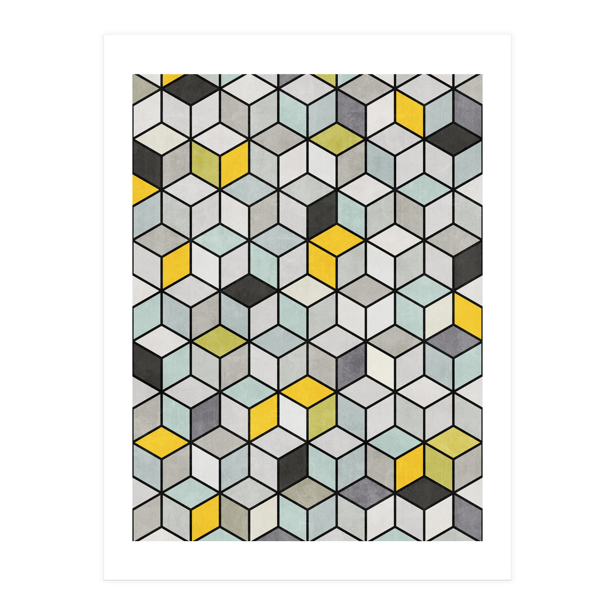 Colorful Concrete Cubes - Yellow, Blue, Grey (Print Only)