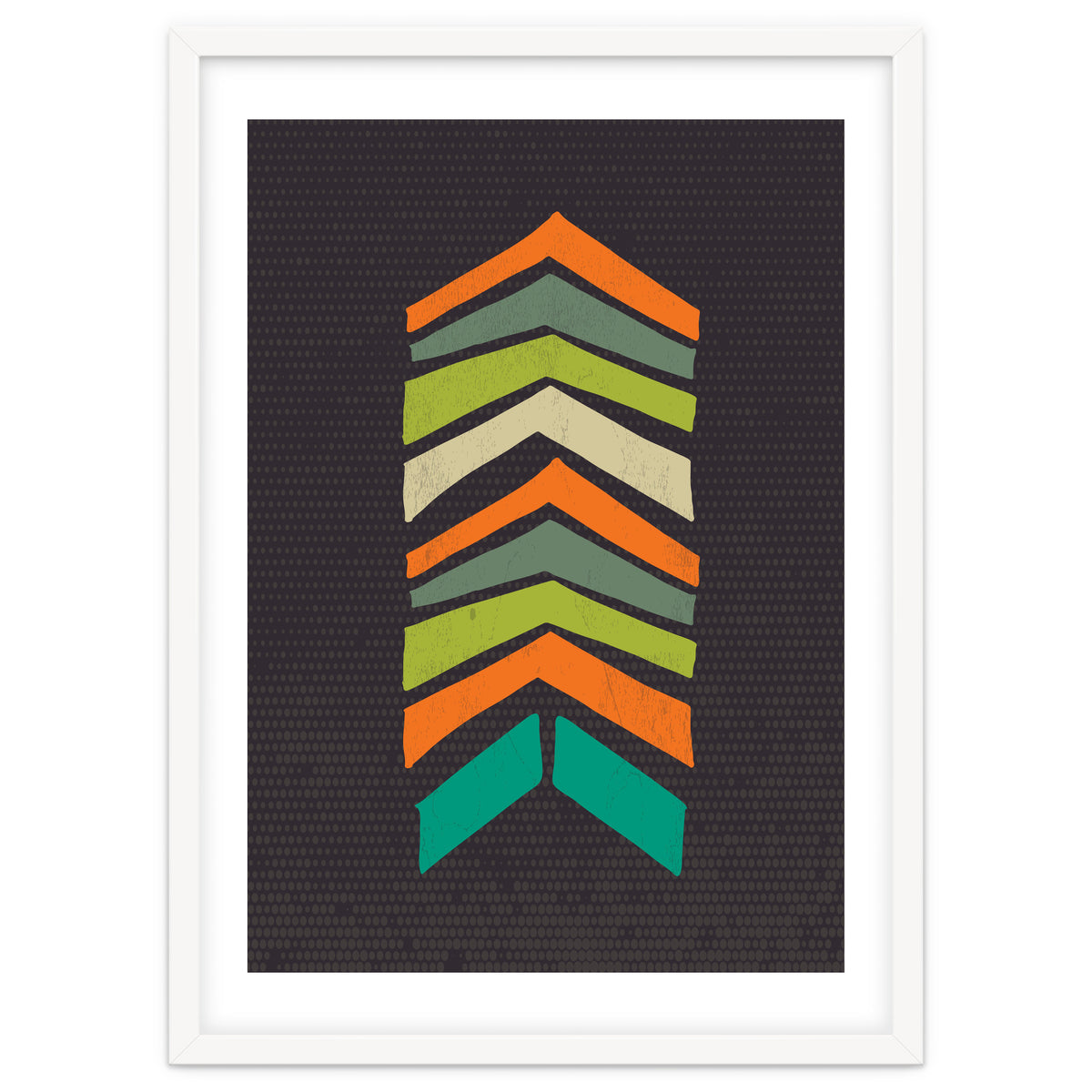 Retro Chevron Print Orange Teal Variation