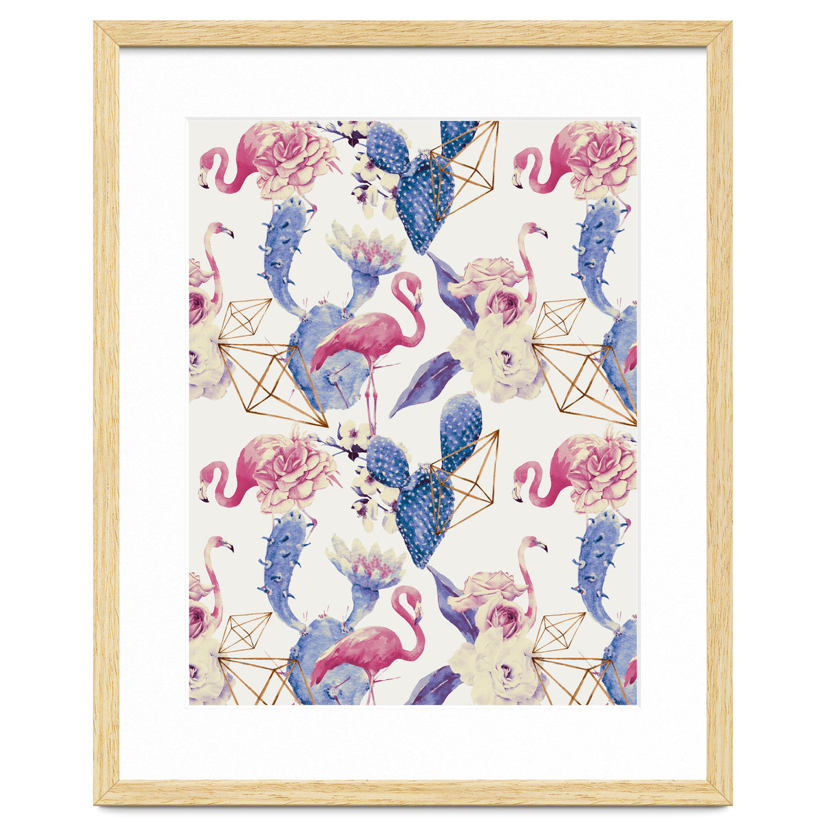 Flamingos, geometric and flowers 02