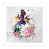 Floral Hornbill Grey  (Print Only) thumbnail