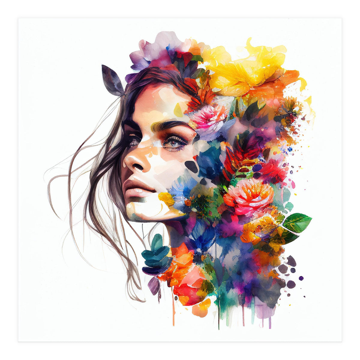 Watercolor Tropical Woman #18 (Print Only)