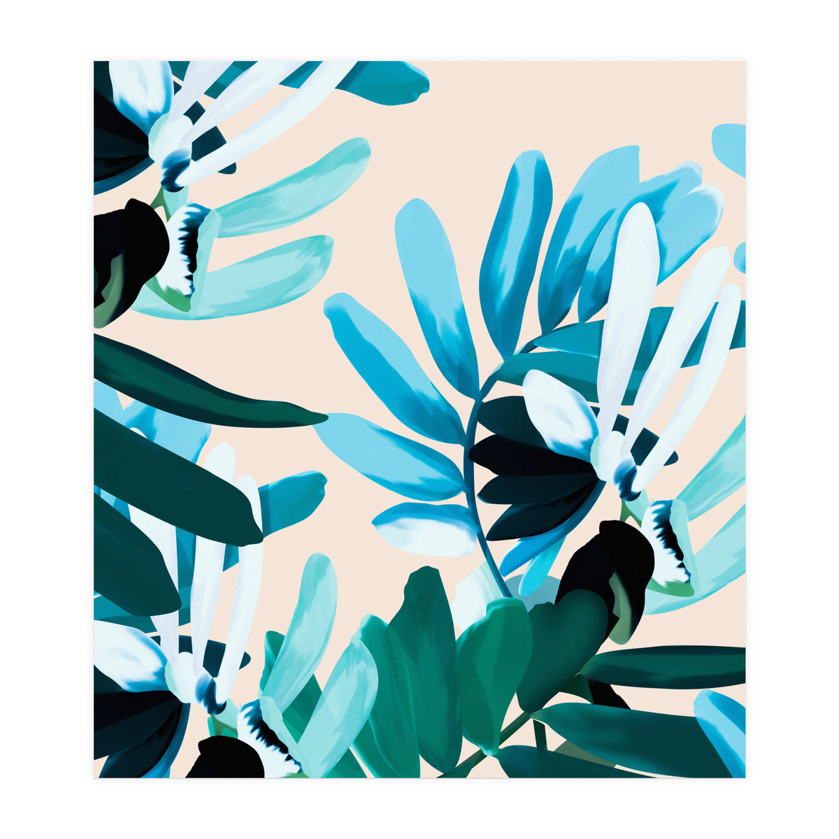 Large bluish botanical leaves  (Print Only)