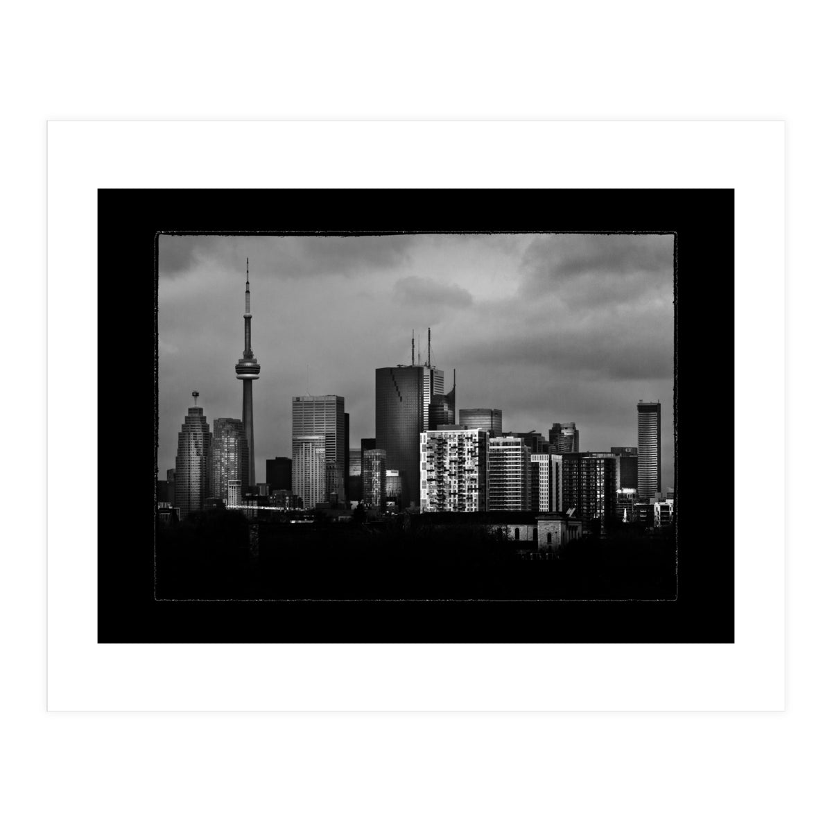 Toronto Skyline From The Pape Ave Bridge No 3 with Border (Print Only)