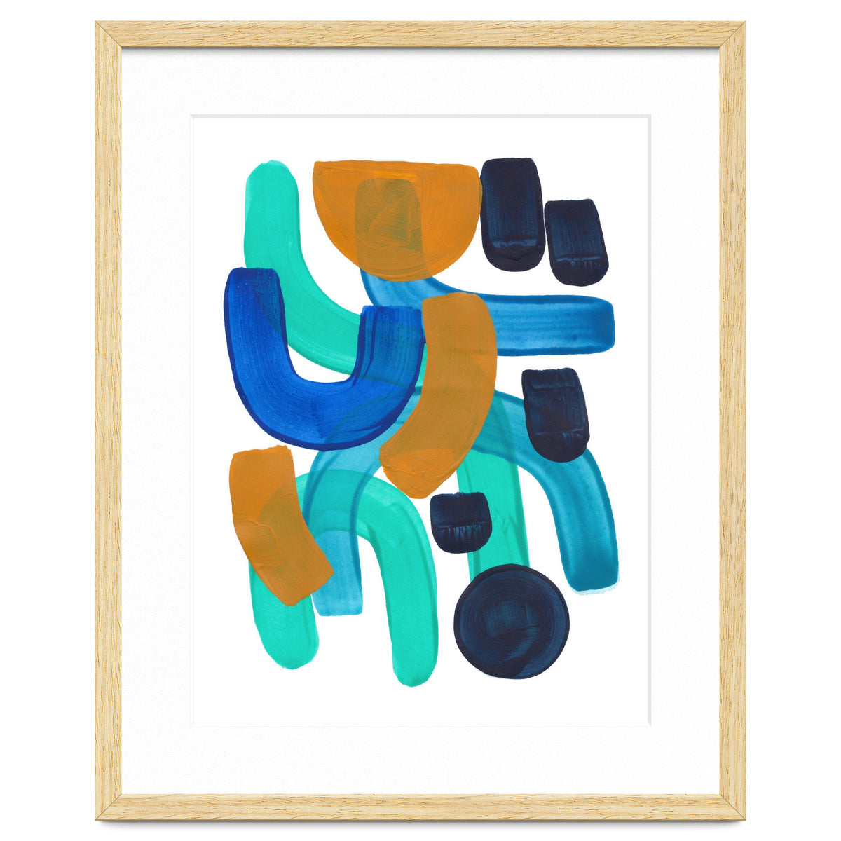 Fun Colorful Blue Turquoise Shape Yellow Accent