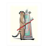 Meerkat Brushing Teeth, Funny Bathroom Humour (Print Only) thumbnail