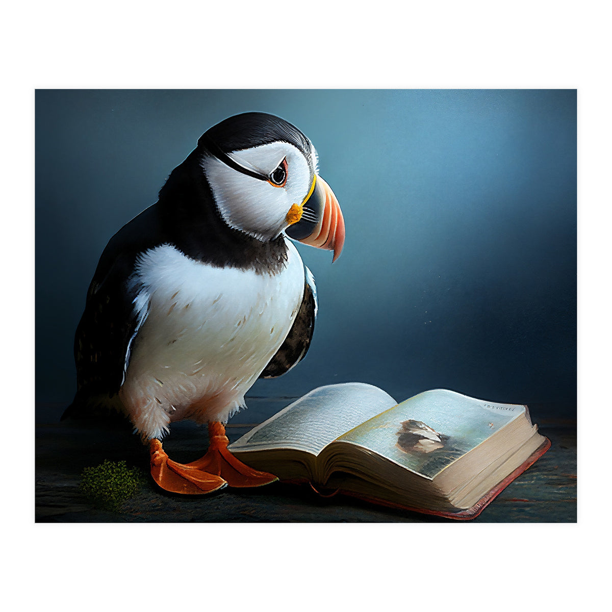 Puffin Reading a Book (Print Only)