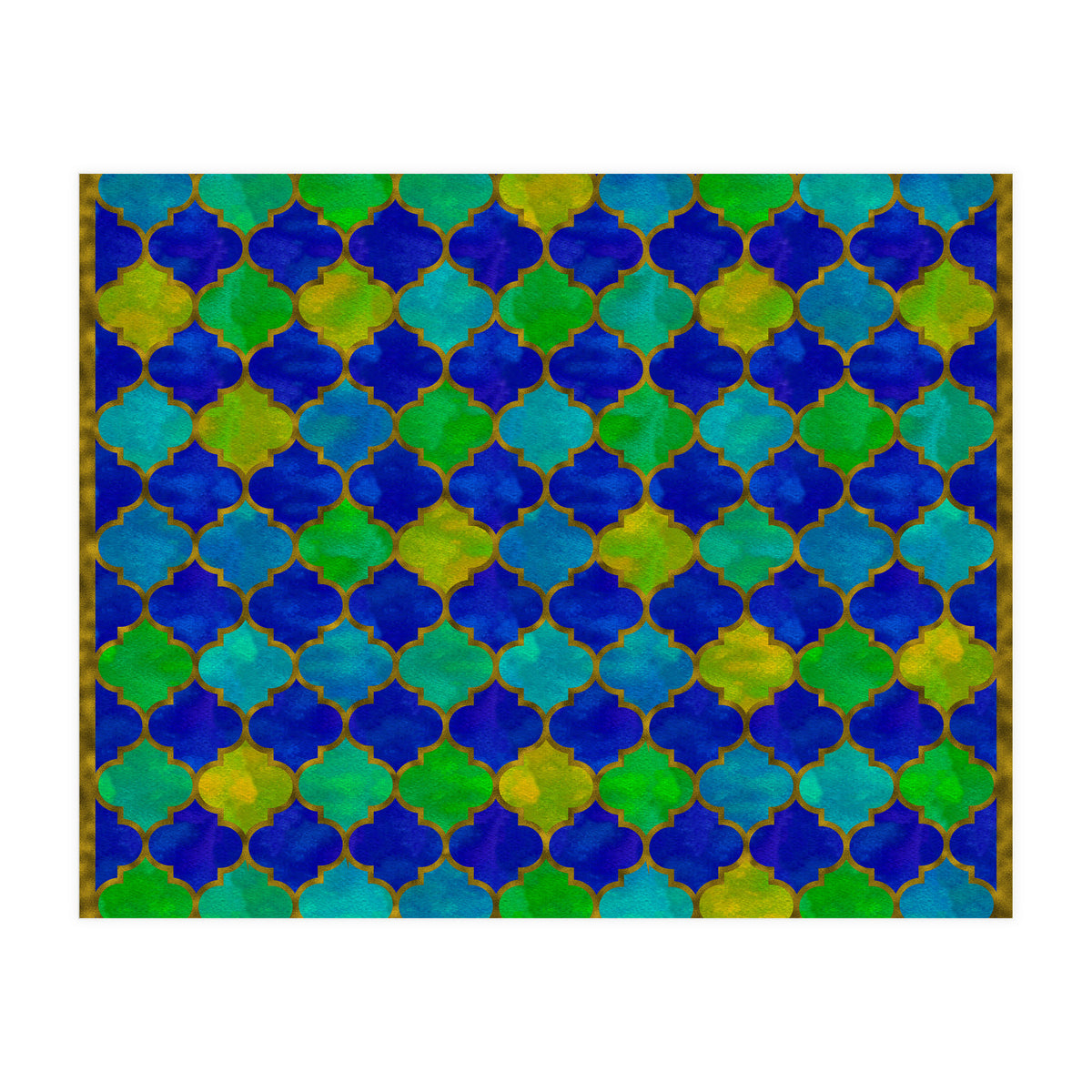 Ocean Breeze - Watercolor Moroccan Lattice (Print Only)