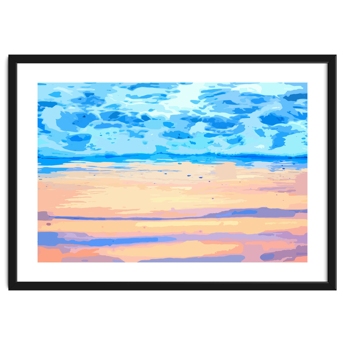 Sunset On The Shore | Beach Pastel Scenic Nature | Sea Ocean Landscape Painting