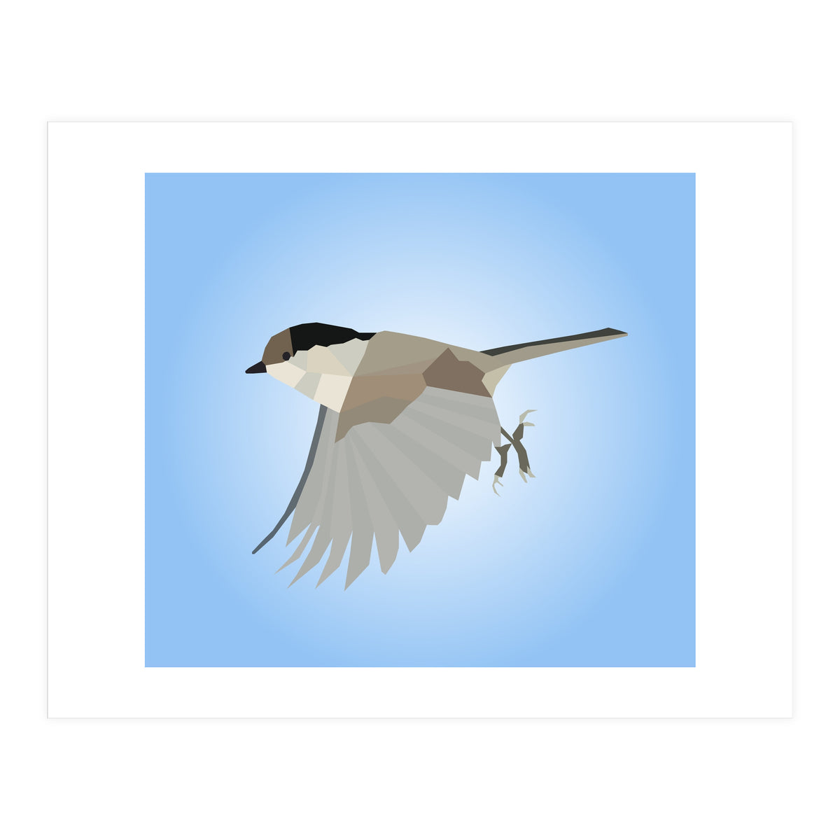 Willow Tit Bird Low Poly Art (Print Only)