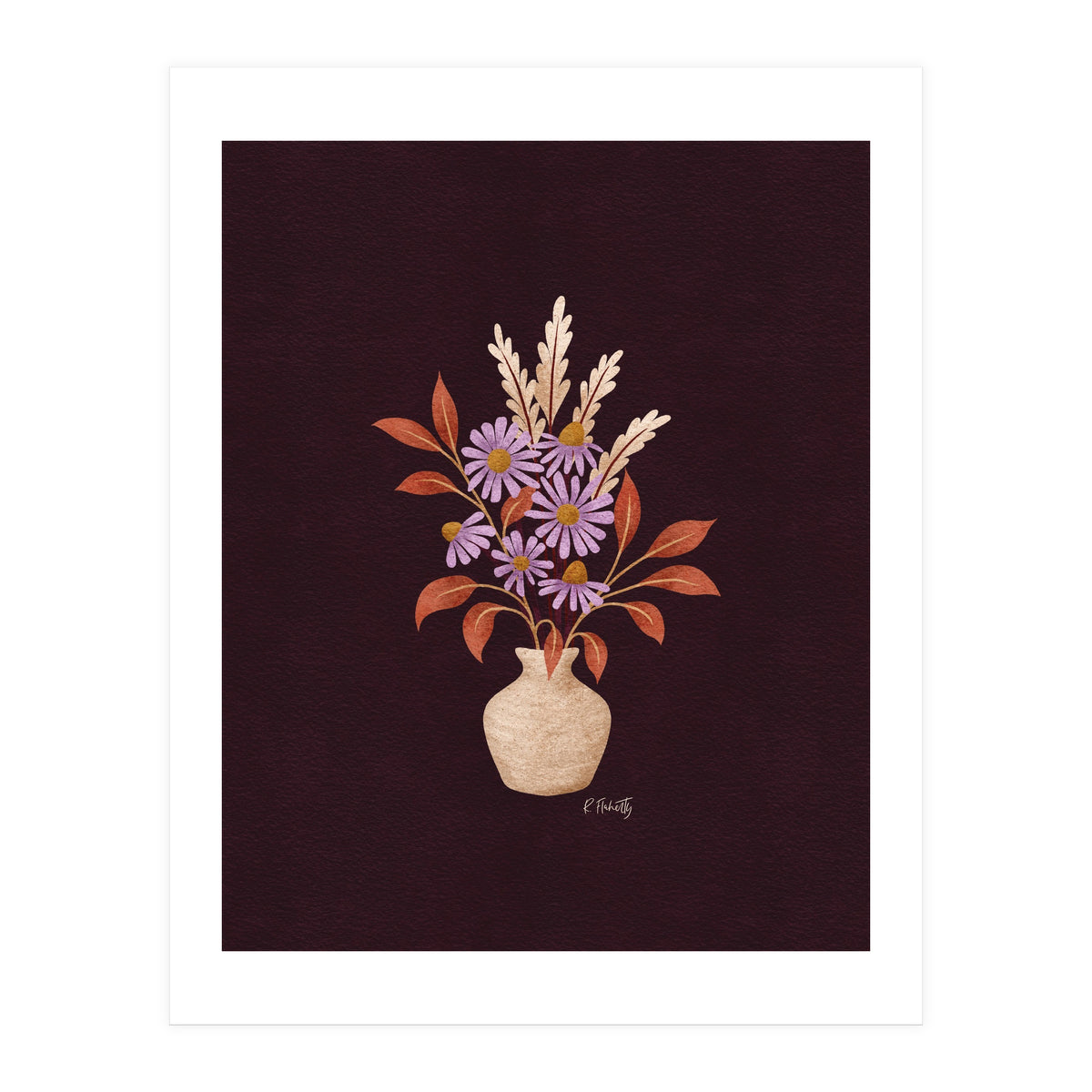 Purple Floral Vase Still Life (Print Only)