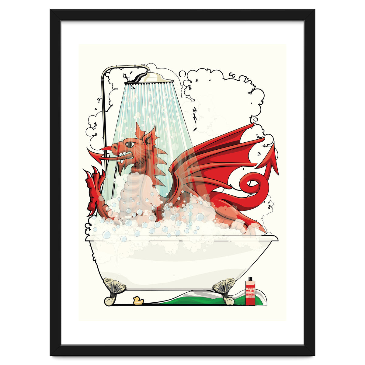 Welsh Dragon in the Bath, Funny Bathroom Humour, Wales, Britain, United Kingdom