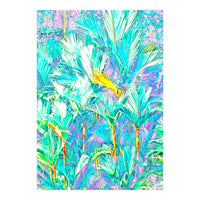 Palm Garden, Tropical Nature Jungle Botanical Painting, Bohemian Intricate Pastel Forest (Print Only)