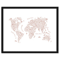 Typography World Map in Pink