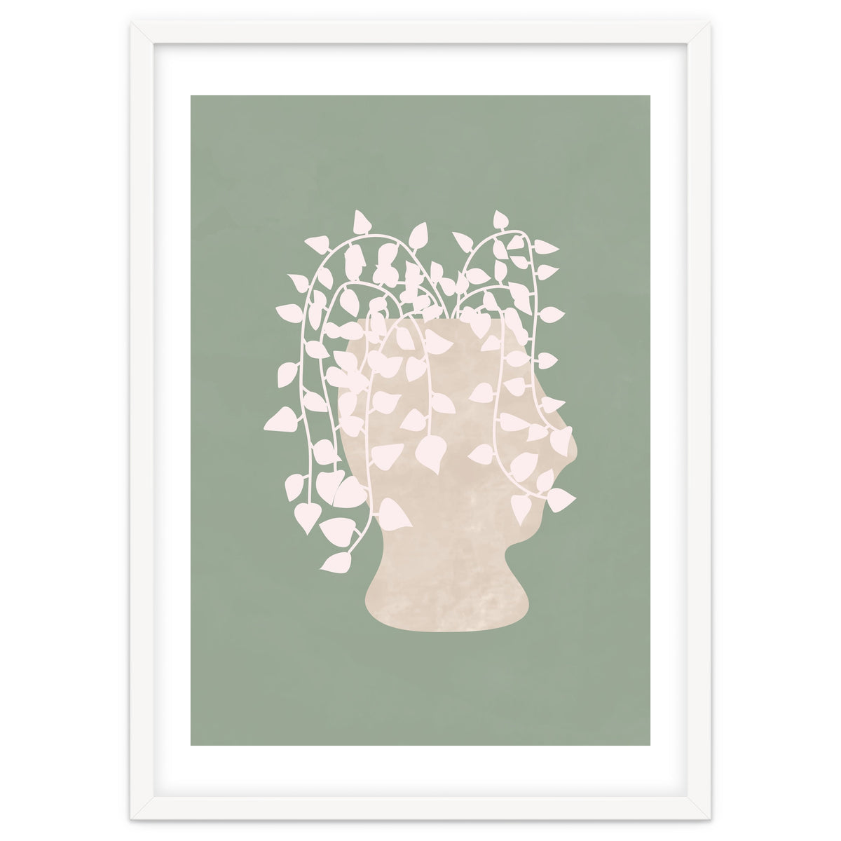 Abstract Potted Figure Sage Green