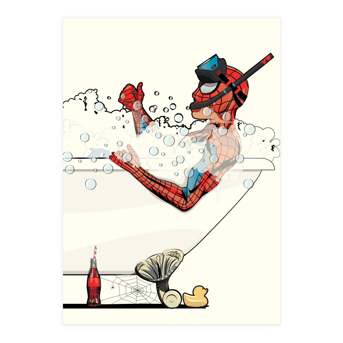 Spiderman in the Bath, funny Bathroom Humour (Print Only)