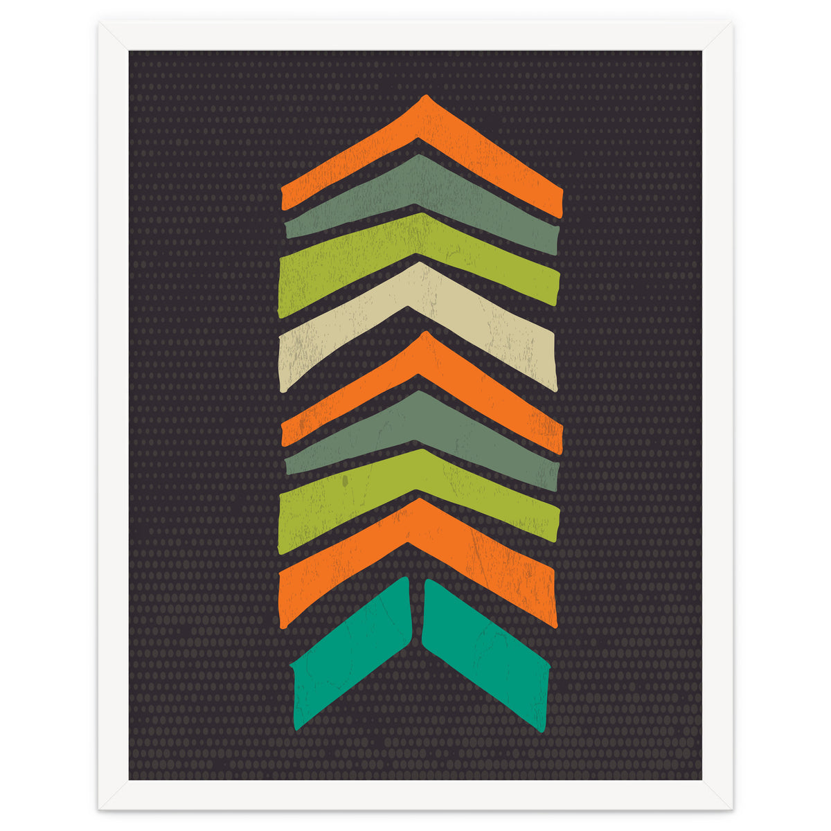 Retro Chevron Print Orange Teal Variation