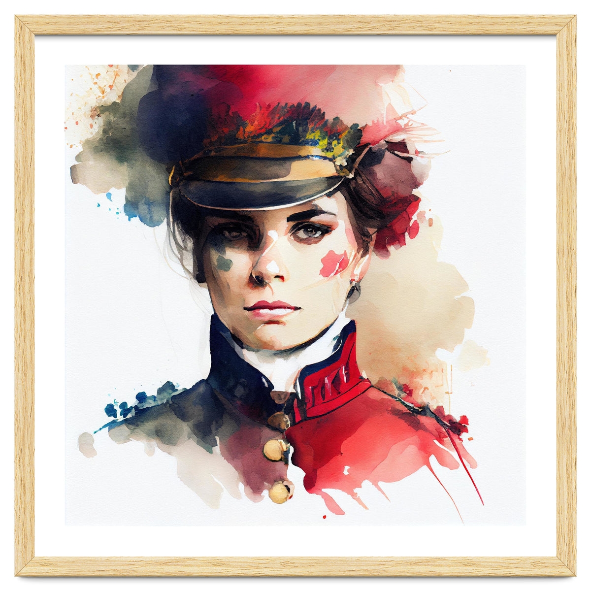 Watercolor Napoleonic Soldier Woman #3