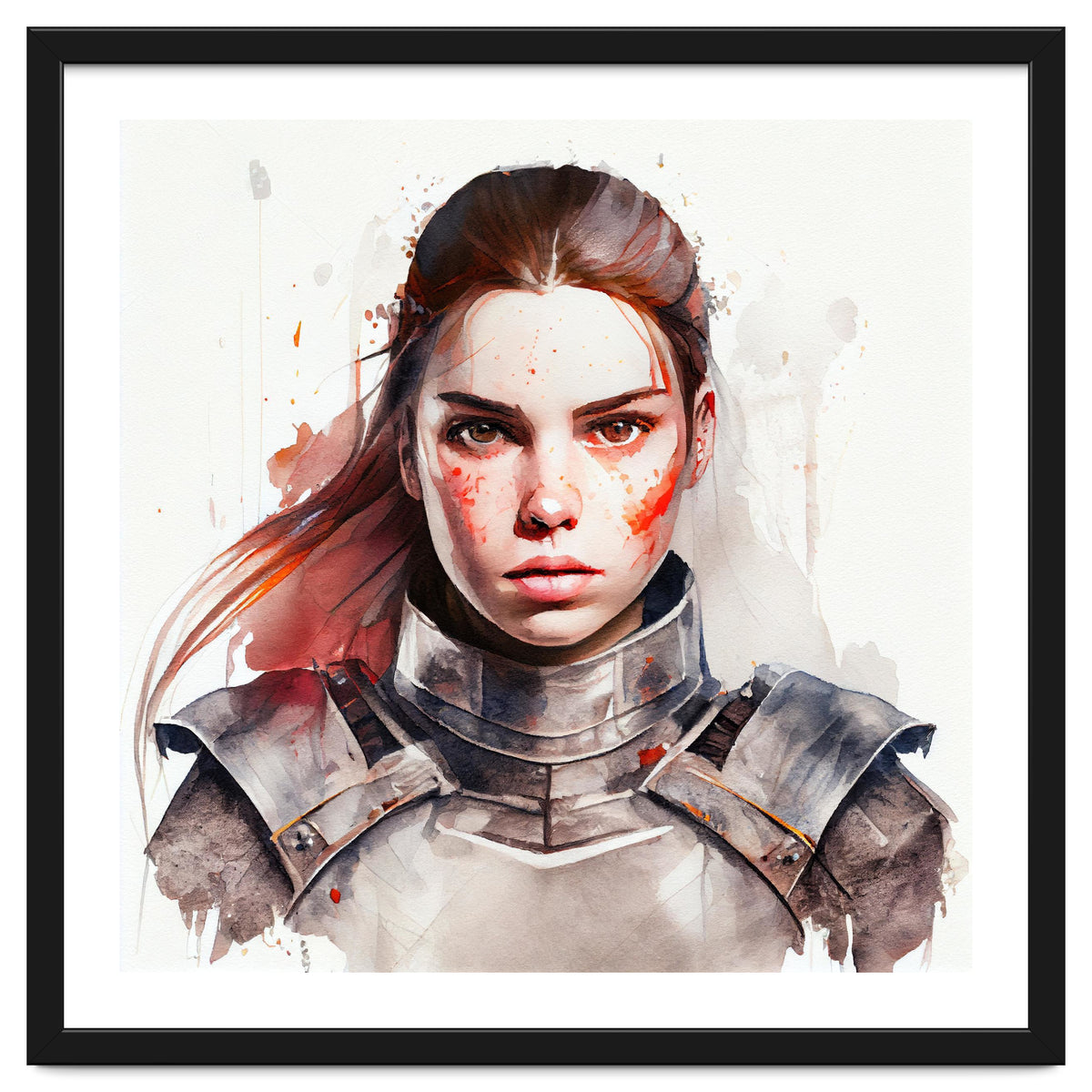 Watercolor Medieval Soldier Woman #2