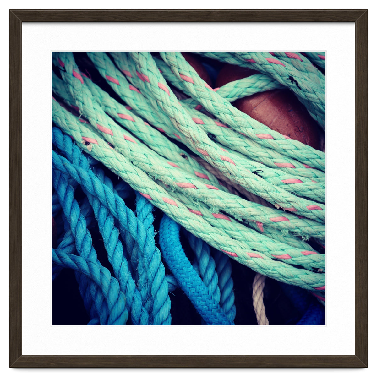 fishing ropes: blue and green