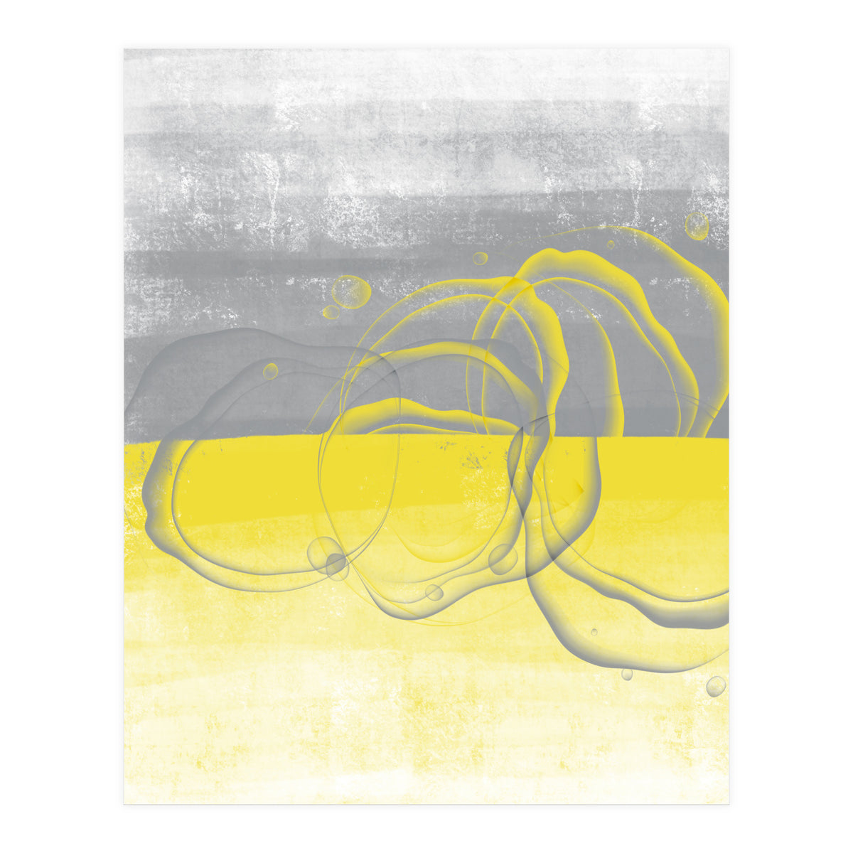 Abstract Painting No. 53 - Bubbles | Illuminating Yellow & Ultimate Grey (Print Only)