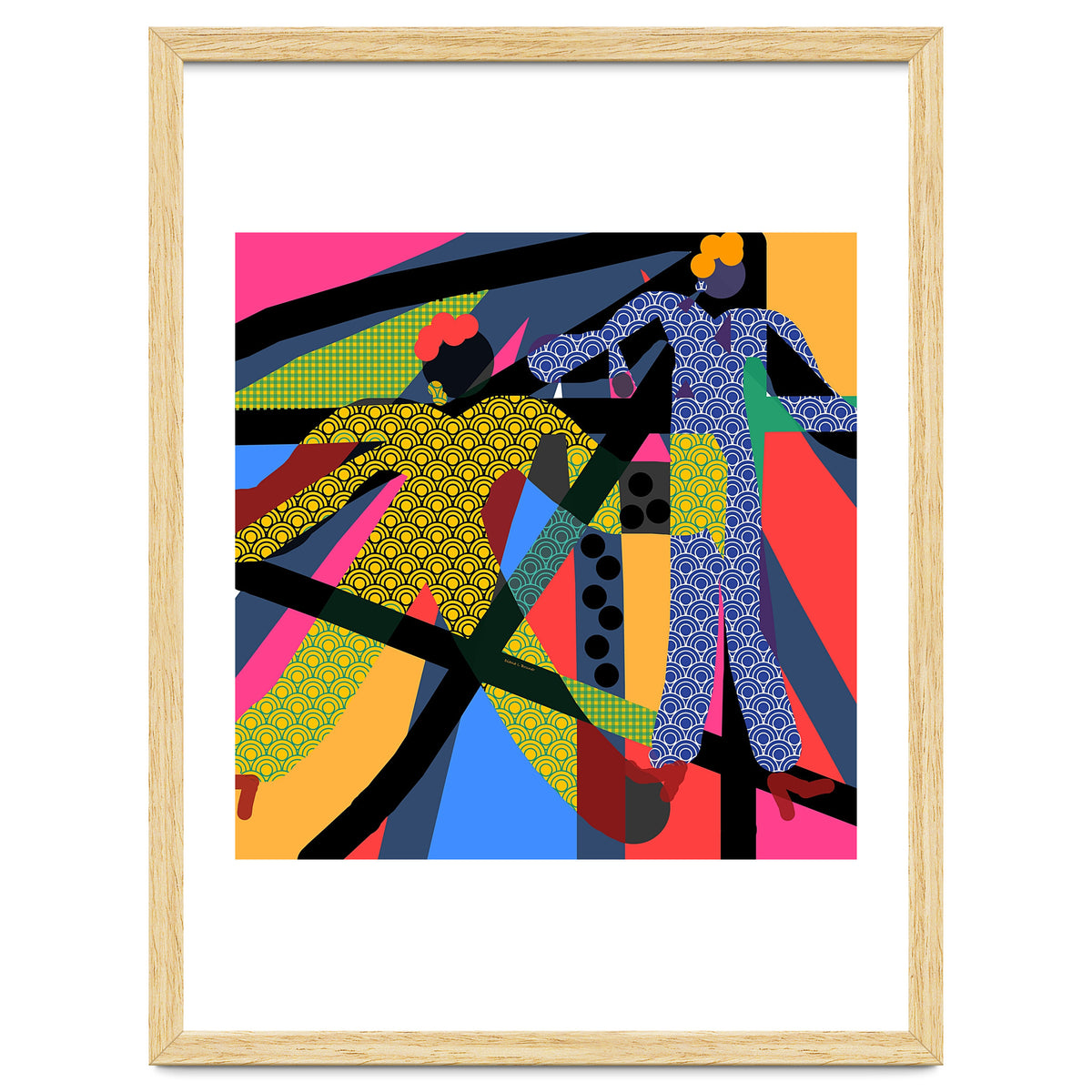 LADIES WEARING YELLOW AND BLUE PATTERNS