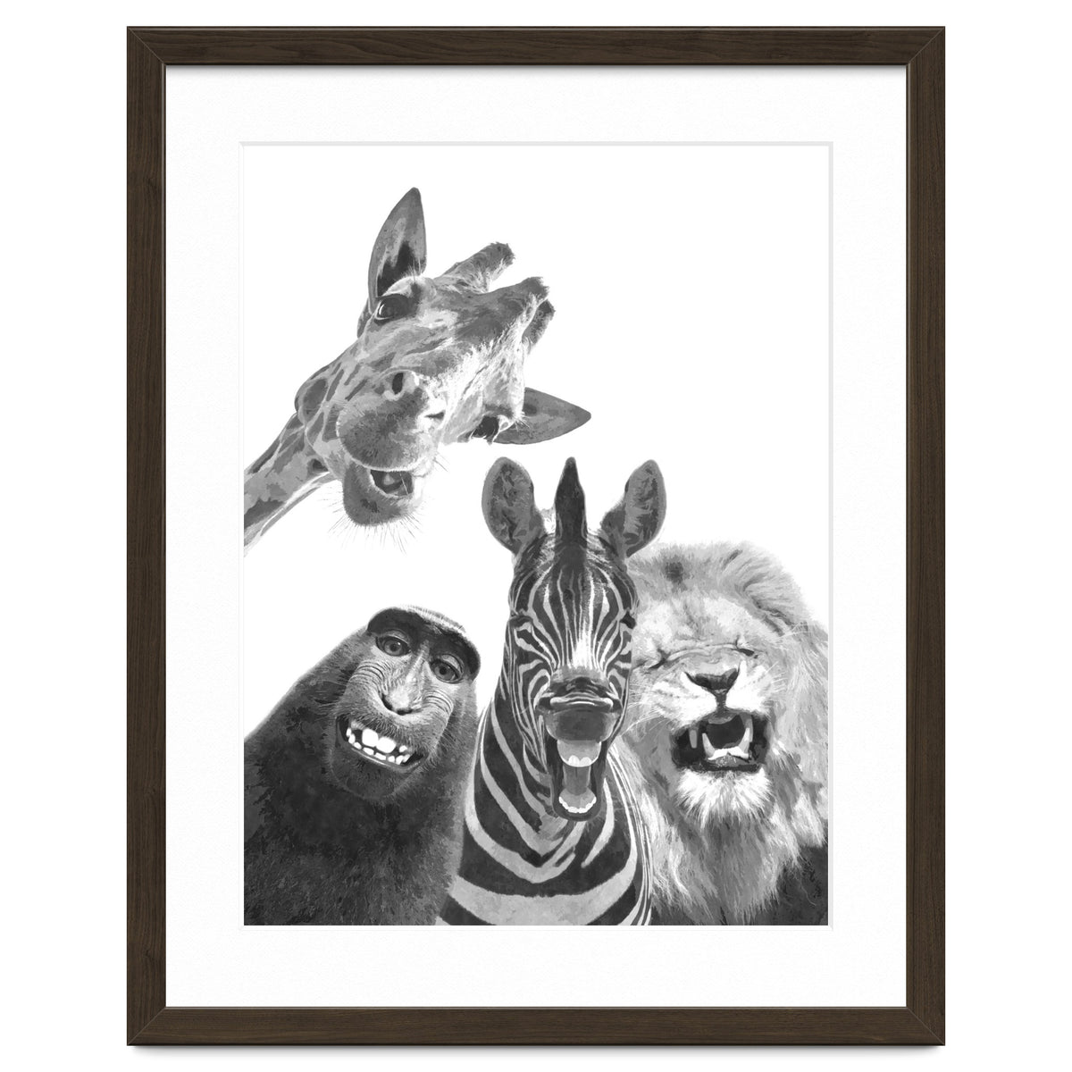 Black and White Jungle Animal Friends