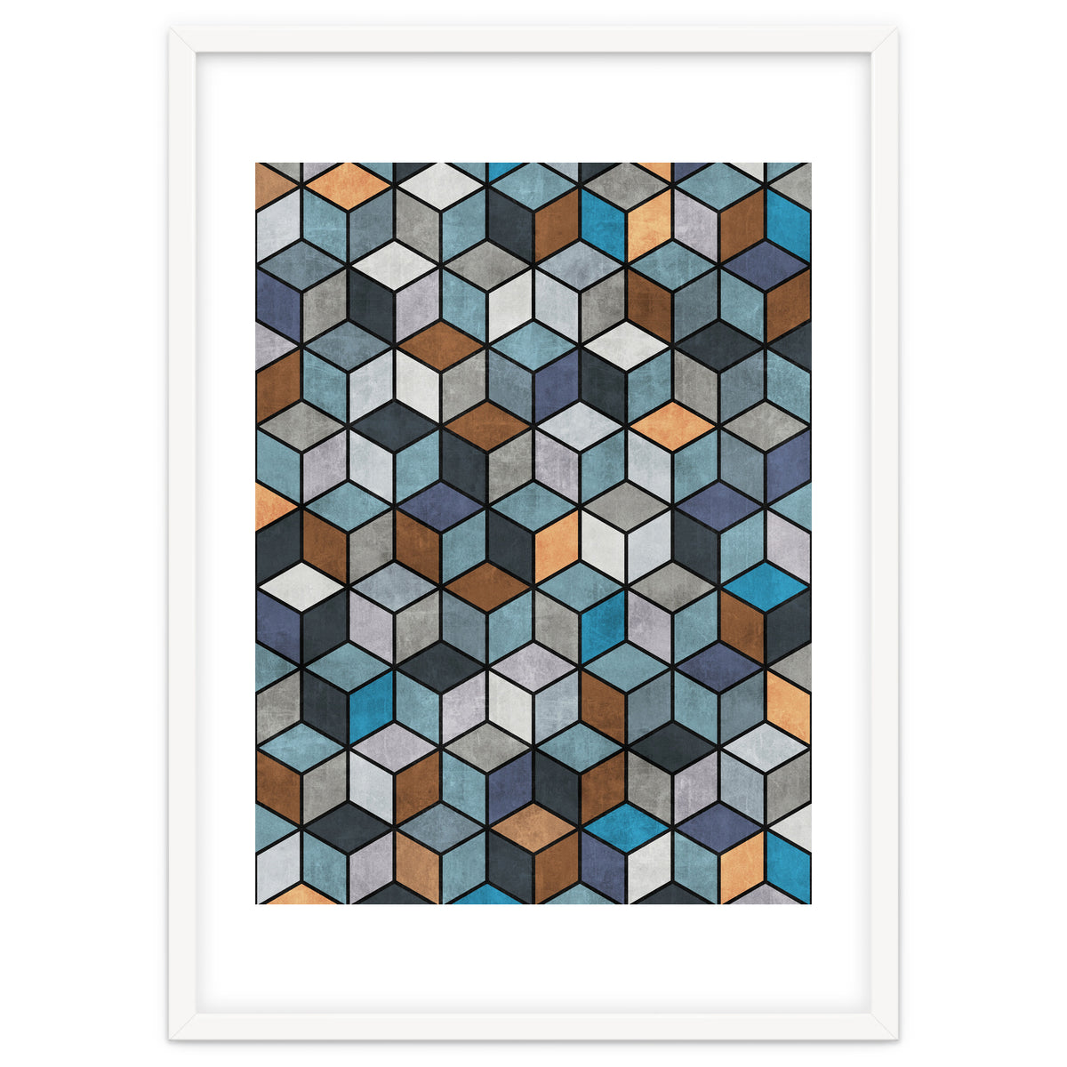 Colorful Concrete Cubes - Blue, Grey, Brown