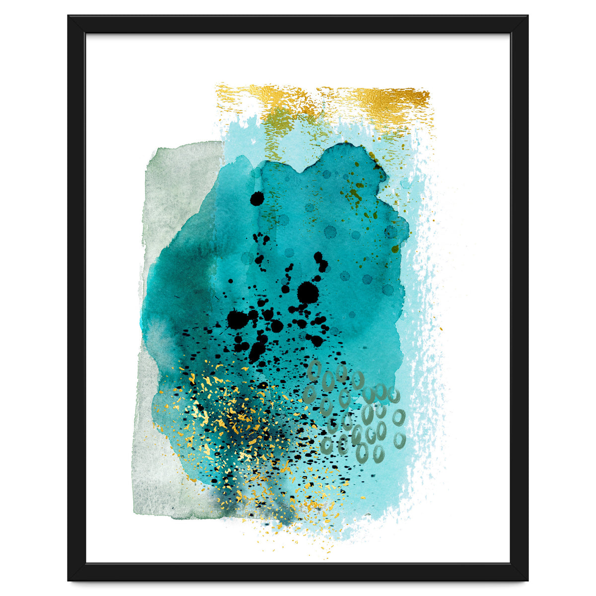 Abstract watercolour turquoise and gold