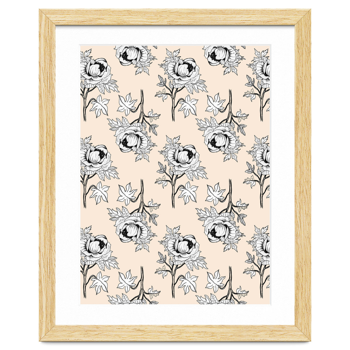 Drawing pattern of roses to pencil on beige