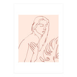 Lueur, Tropical Nude Modern Bohemian Woman Line Art, Minimal Scandinavian Sketch Blush Drawing (Print Only) thumbnail