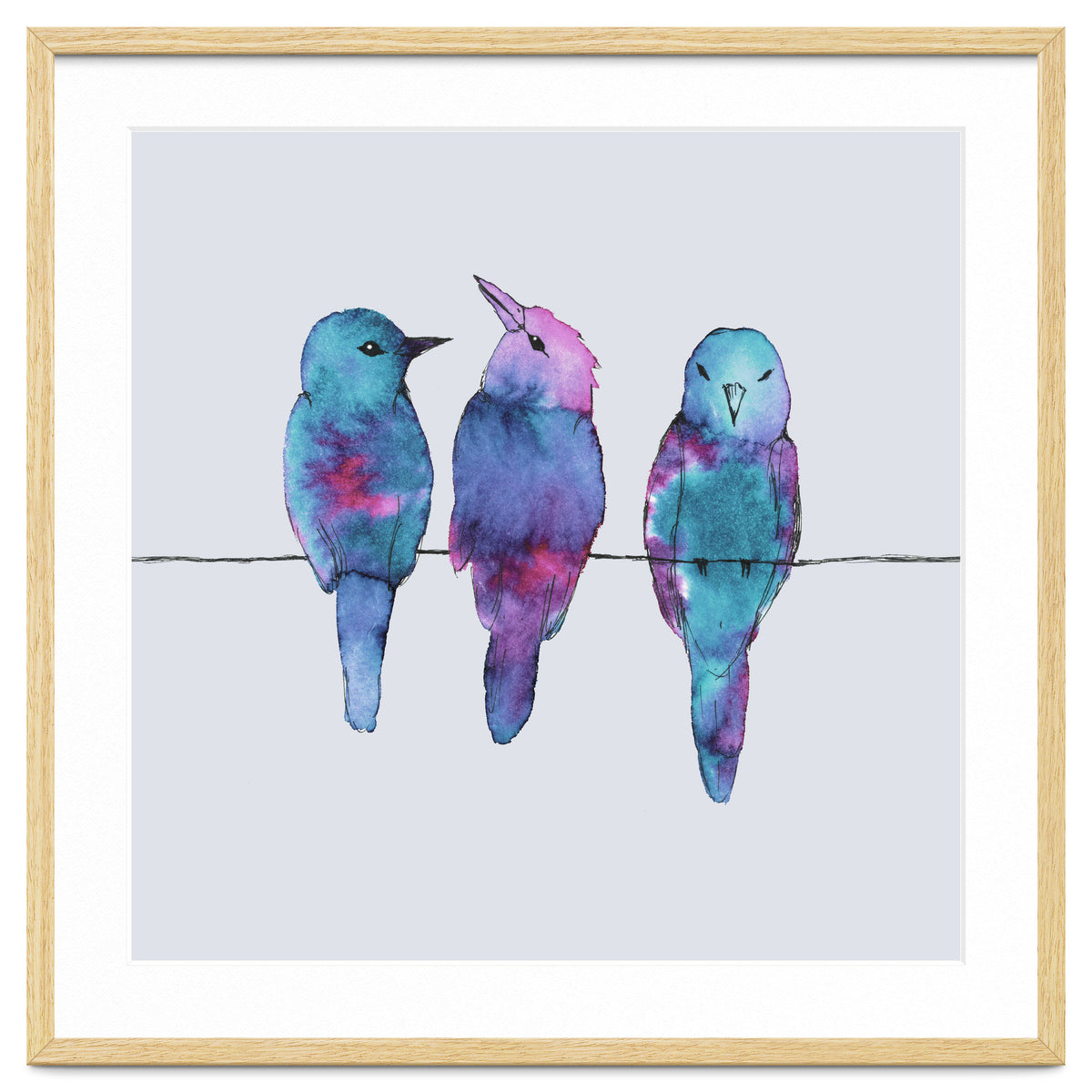 Three birds on a wire