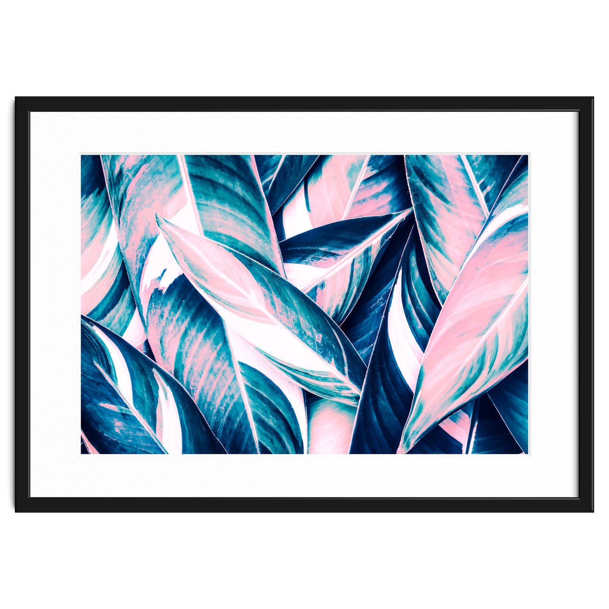 Botanical leaf pink and blue