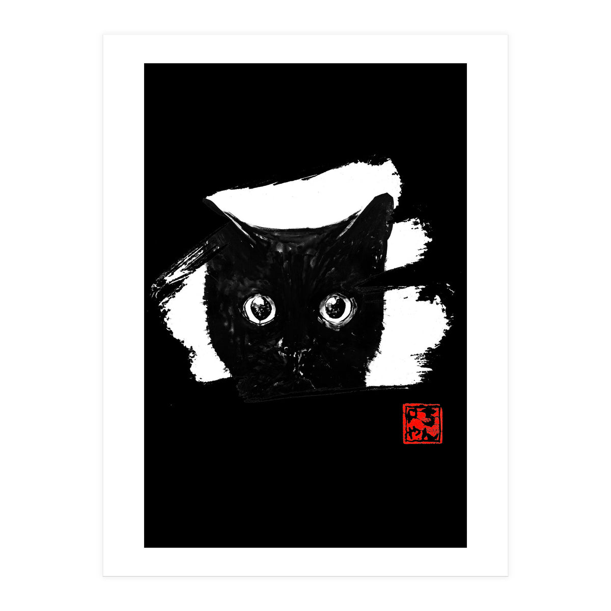 cat face in white (Print Only)
