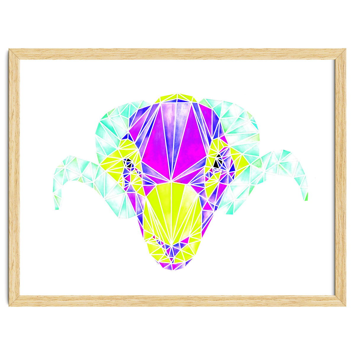 Colourful Geometric Swaledale Sheep Tup with White Lines