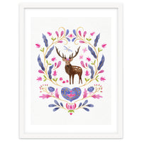 Floral Stag | Pink And Blue