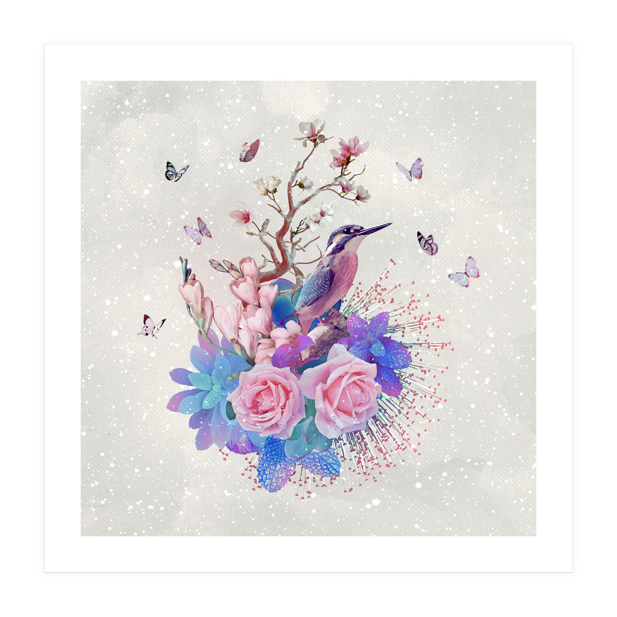 Floral Alcedo Atthis  (Print Only)