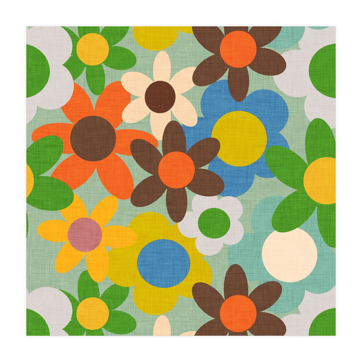 70s Flowers Blue (Print Only)